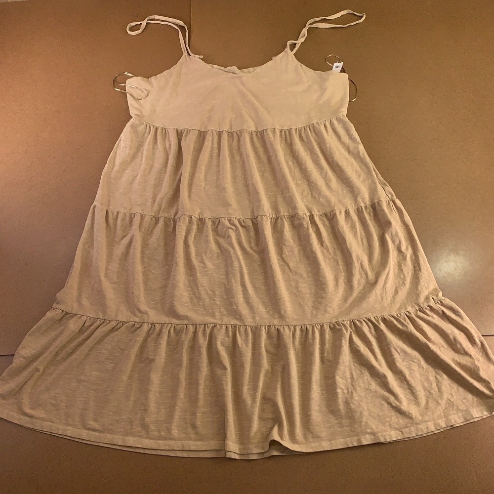 Old Navy Womens Size 3X Beige Tiered Slub-Knit Midi Cami Swing Dress NWT